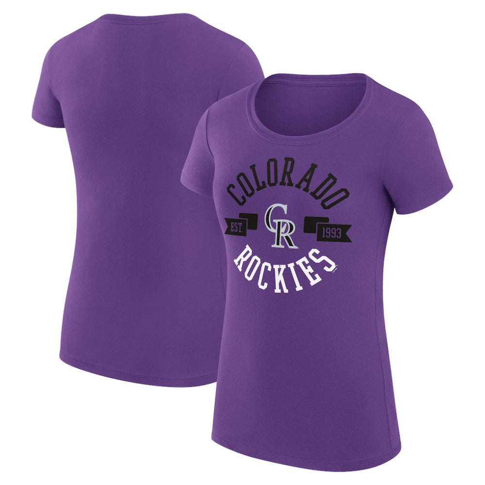 Colorado Rockies G-III 4Her by Carl Banks Women's Super-Slim Fit Lightweight City Graphic T-Shirt - Purple