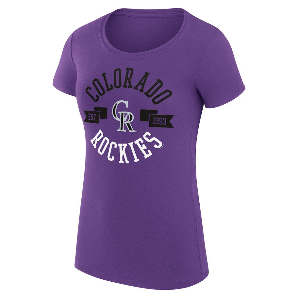 Colorado Rockies G-III 4Her by Carl Banks Women's Super-Slim Fit Lightweight City Graphic T-Shirt - Purple