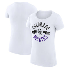 Colorado Rockies G-III 4Her by Carl Banks Women's Super-Slim Fit Lightweight City Graphic T-Shirt - White