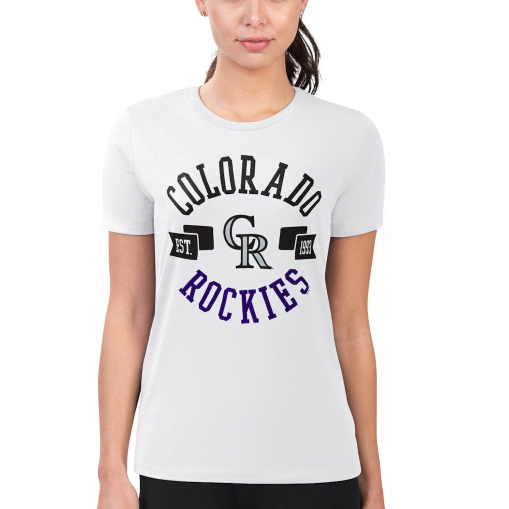 Colorado Rockies G-III 4Her by Carl Banks Women's Super-Slim Fit Lightweight City Graphic T-Shirt - White