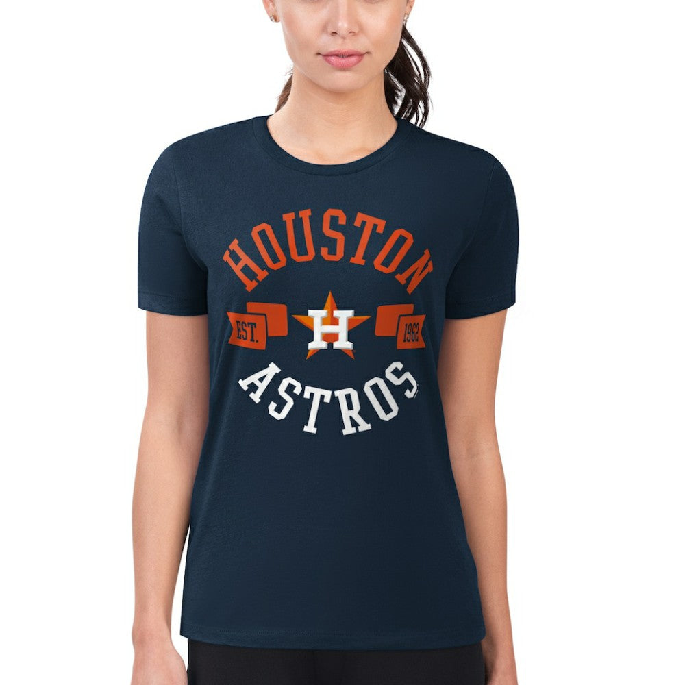 Houston Astros G-III 4Her by Carl Banks Women's Super-Slim Fit Lightweight City Graphic T-Shirt - Navy