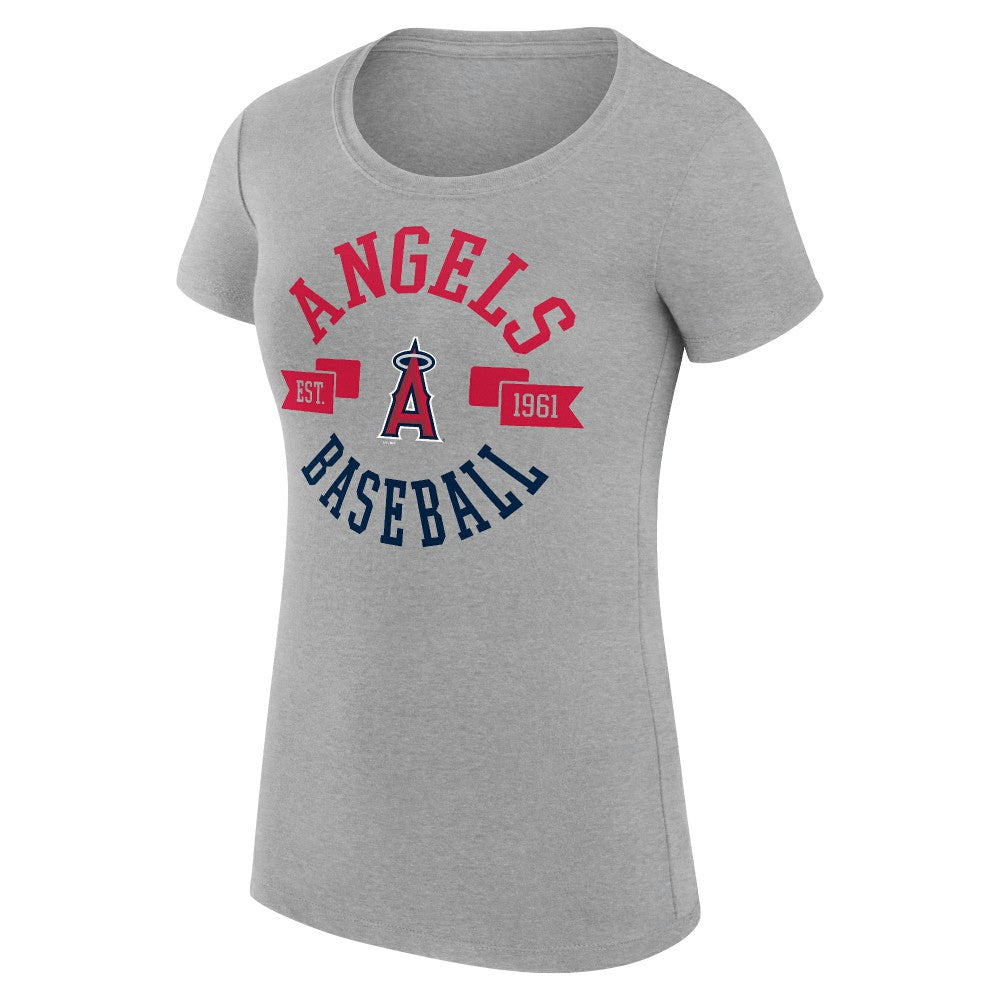 Los Angeles Angels G-III 4Her by Carl Banks Women's Super-Slim Fit Lightweight City Graphic T-Shirt - Heather Gray