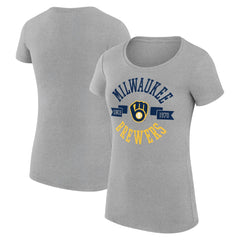 Milwaukee Brewers G-III 4Her by Carl Banks Women's Super-Slim Fit Lightweight City Graphic T-Shirt - Heather Gray