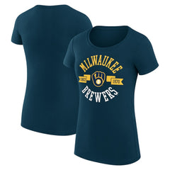 Milwaukee Brewers G-III 4Her by Carl Banks Women's Super-Slim Fit Lightweight City Graphic T-Shirt - Navy