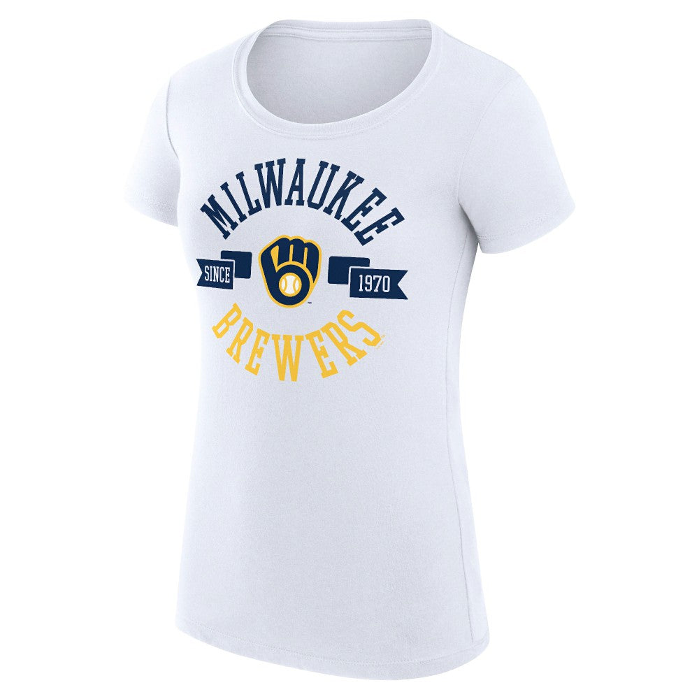 Milwaukee Brewers G-III 4Her by Carl Banks Women's Super-Slim Fit Lightweight City Graphic T-Shirt - White