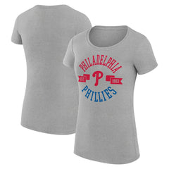 Philadelphia Phillies G-III 4Her by Carl Banks Women's Super-Slim Fit Lightweight City Graphic T-Shirt - Heather Gray
