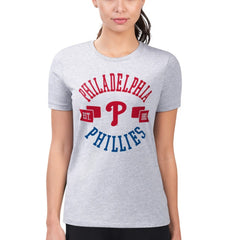 Philadelphia Phillies G-III 4Her by Carl Banks Women's Super-Slim Fit Lightweight City Graphic T-Shirt - Heather Gray