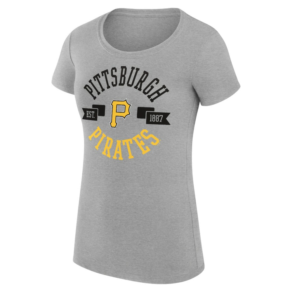 Pittsburgh Pirates G-III 4Her by Carl Banks Women's Super-Slim Fit Lightweight City Graphic T-Shirt - Heather Gray