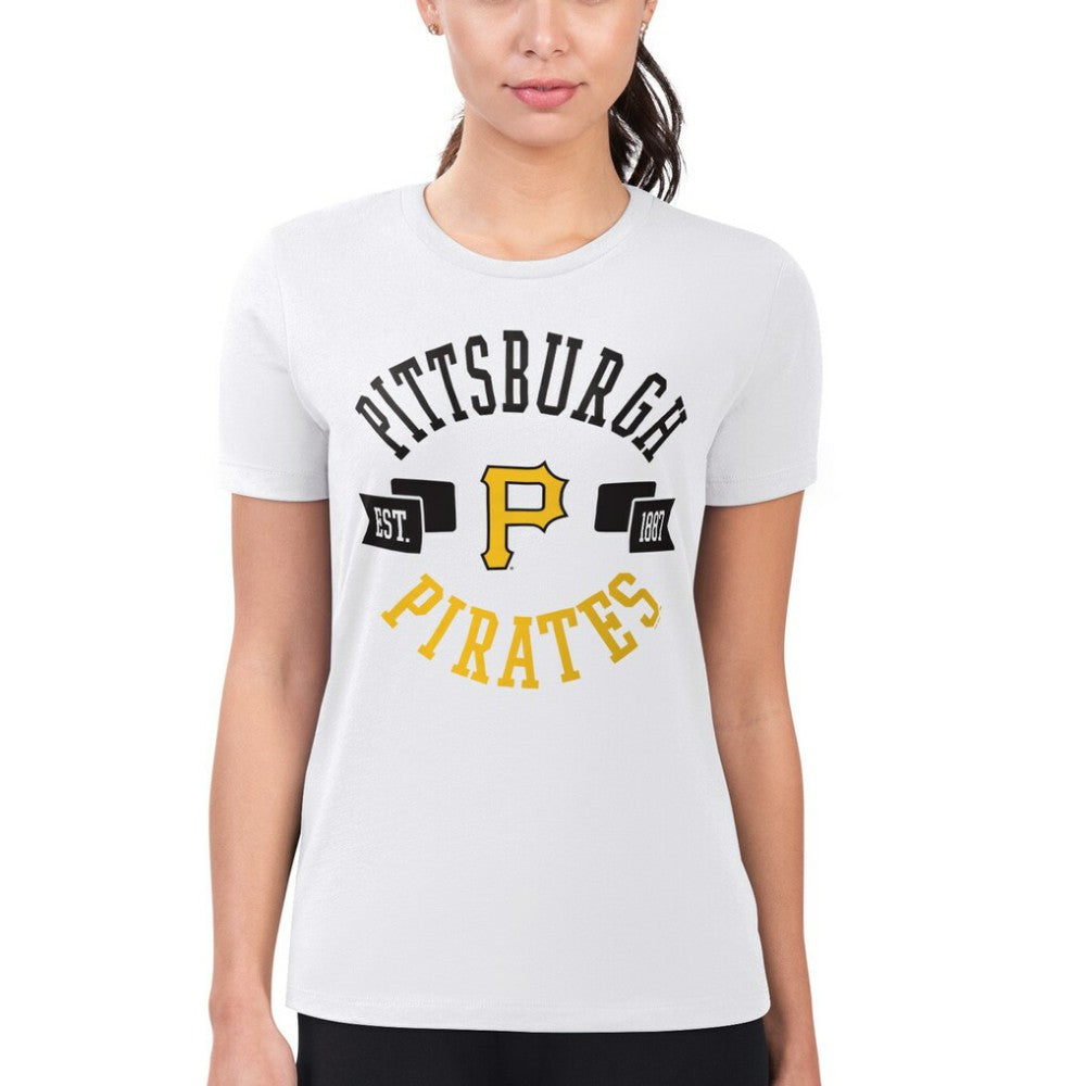 Pittsburgh Pirates G-III 4Her by Carl Banks Women's Super-Slim Fit Lightweight City Graphic T-Shirt - White