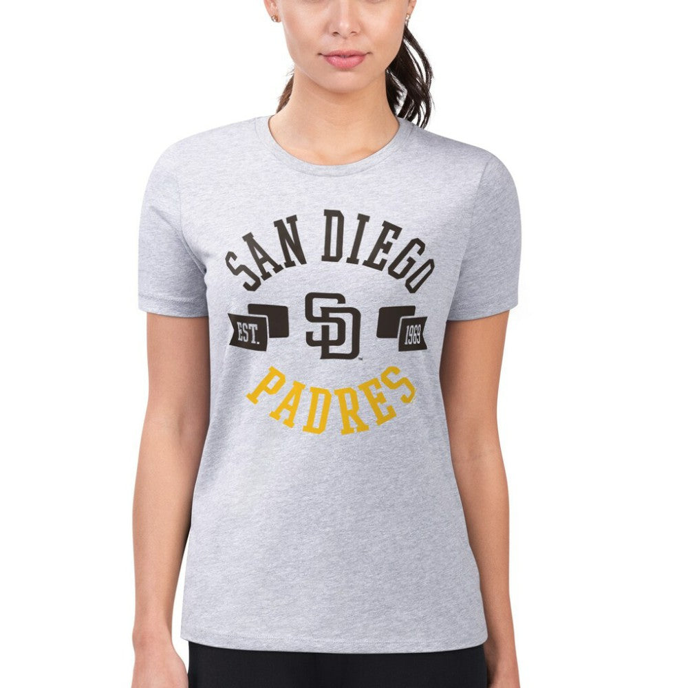 San Diego Padres G-III 4Her by Carl Banks Women's Super-Slim Fit Lightweight City Graphic T-Shirt - Heather Gray