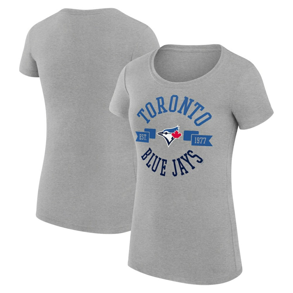 Toronto Blue Jays G-III 4Her by Carl Banks Women's Super-Slim Fit Lightweight City Graphic T-Shirt - Heather Gray