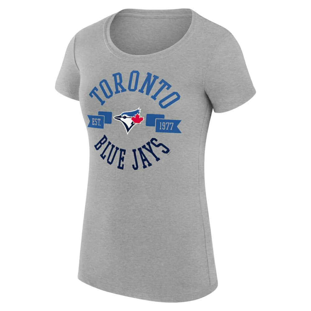Toronto Blue Jays G-III 4Her by Carl Banks Women's Super-Slim Fit Lightweight City Graphic T-Shirt - Heather Gray