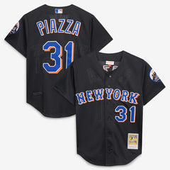 Mike Piazza New York Mets Cooperstown Collection 2000 Batting Practice Jersey - Black | Mitchell & Ness