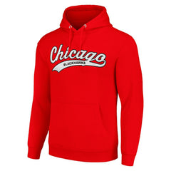 Chicago Blackhawks Starter Tailsweep Fleece Tri-Blend Pullover Hoodie