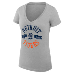 Detroit Tigers G-III 4Her by Carl Banks Women's Super-Slim Fit Lightweight City Graphic V-Neck T-Shirt - Heather Gray