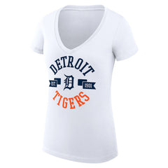 Detroit Tigers G-III 4Her by Carl Banks Women's Super-Slim Fit Lightweight City Graphic V-Neck T-Shirt - White