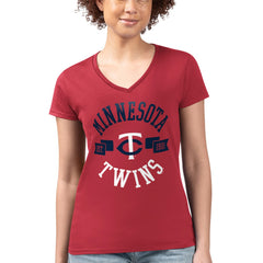 Minnesota Twins G-III 4Her by Carl Banks Women's Super-Slim Fit Lightweight City Graphic V-Neck T-Shirt - Red