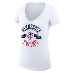 Minnesota Twins G-III 4Her by Carl Banks Women's Super-Slim Fit Lightweight City Graphic V-Neck T-Shirt - White