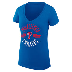 Philadelphia Phillies G-III 4Her by Carl Banks Women's Super-Slim Fit Lightweight City Graphic V-Neck T-Shirt - Royal