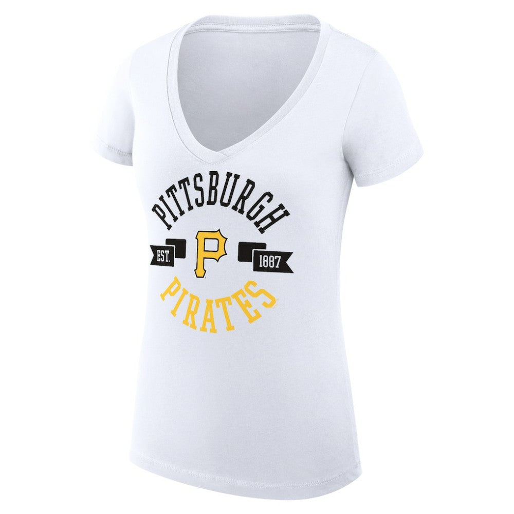 Pittsburgh Pirates G-III 4Her by Carl Banks Women's Super-Slim Fit Lightweight City Graphic V-Neck T-Shirt - White