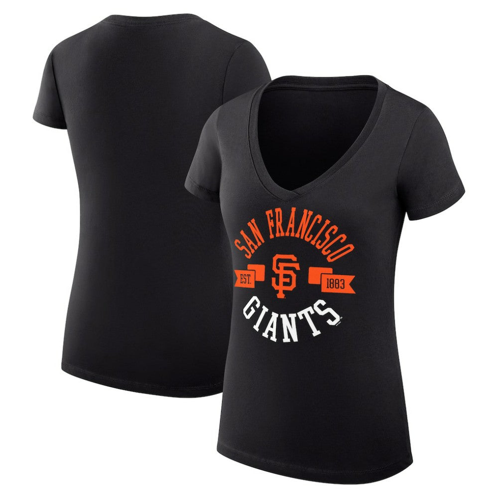 San Francisco Giants G-III 4Her by Carl Banks Women's Super-Slim Fit Lightweight City Graphic V-Neck T-Shirt - Black