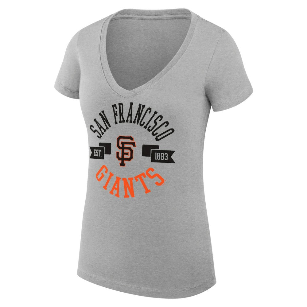San Francisco Giants G-III 4Her by Carl Banks Women's Super-Slim Fit Lightweight City Graphic V-Neck T-Shirt - Heather Gray