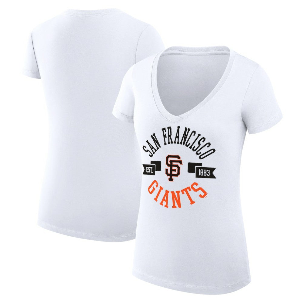 San Francisco Giants G-III 4Her by Carl Banks Women's Super-Slim Fit Lightweight City Graphic V-Neck T-Shirt - White