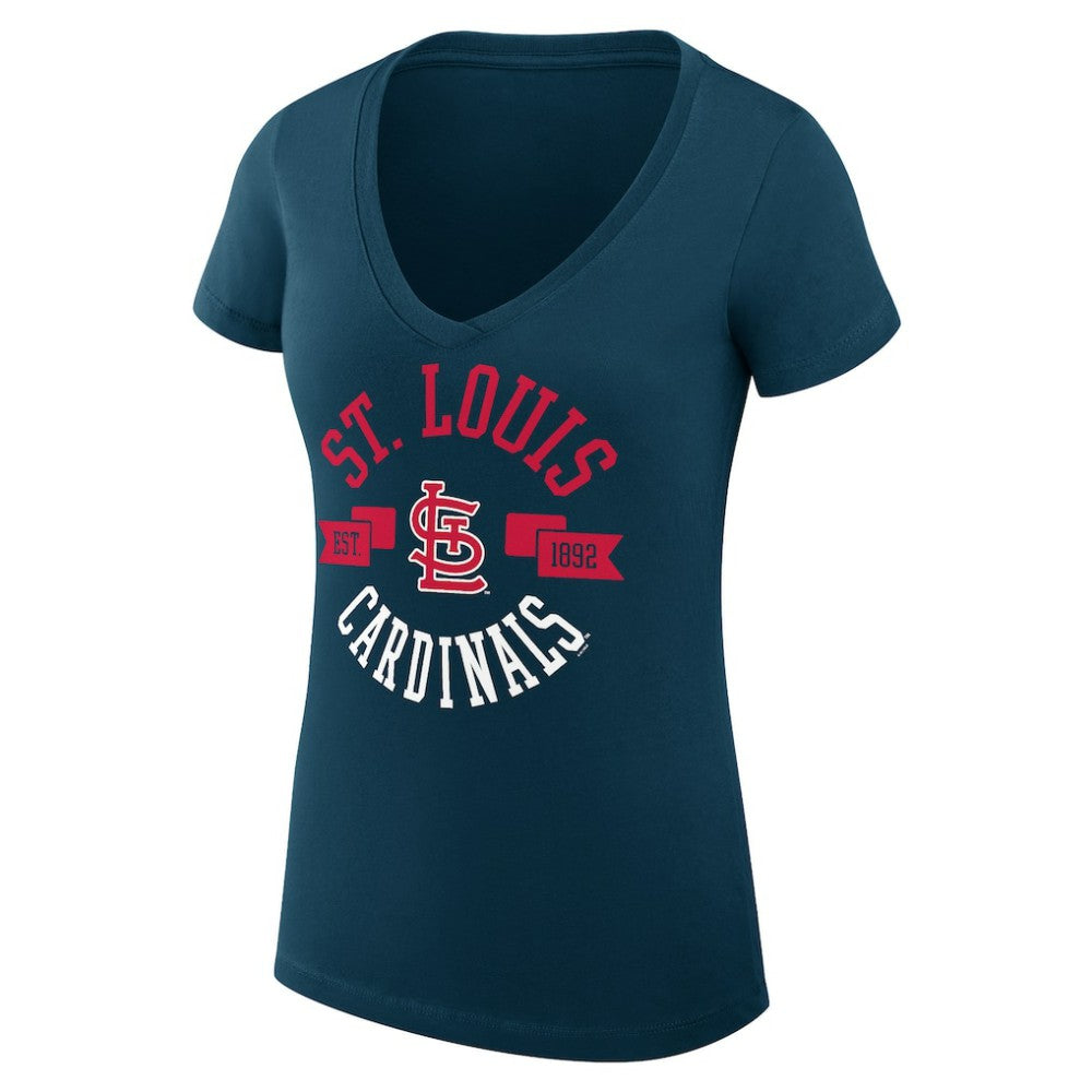 St. Louis Cardinals G-III 4Her by Carl Banks Women's Super-Slim Fit Lightweight City Graphic V-Neck T-Shirt - Navy