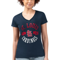St. Louis Cardinals G-III 4Her by Carl Banks Women's Super-Slim Fit Lightweight City Graphic V-Neck T-Shirt - Navy