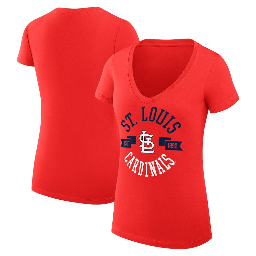 St. Louis Cardinals G-III 4Her by Carl Banks Women's Super-Slim Fit Lightweight City Graphic V-Neck T-Shirt - Red