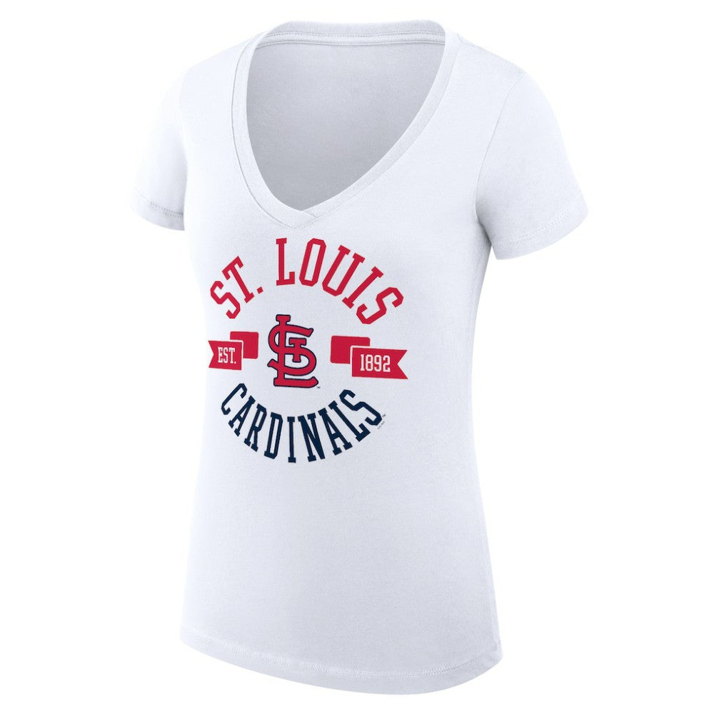 St. Louis Cardinals G-III 4Her by Carl Banks Women's Super-Slim Fit Lightweight City Graphic V-Neck T-Shirt - White