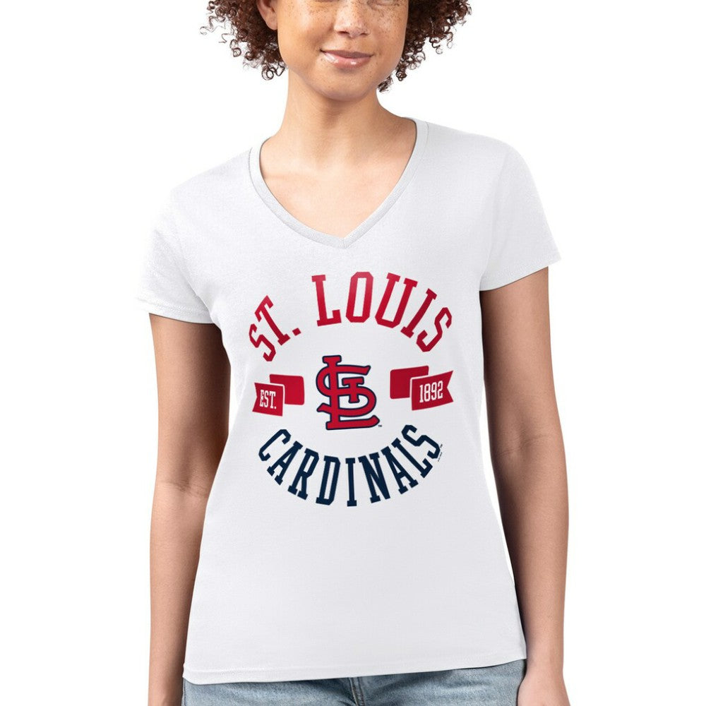St. Louis Cardinals G-III 4Her by Carl Banks Women's Super-Slim Fit Lightweight City Graphic V-Neck T-Shirt - White