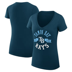 Tampa Bay Rays G-III 4Her by Carl Banks Women's Super-Slim Fit Lightweight City Graphic V-Neck T-Shirt - Navy