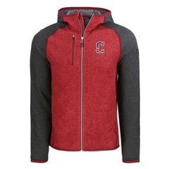 Cleveland Guardians Cutter & Buck Stars & Stripes Mainsail Sweater-Knit Full-Zip Hoodie - Heather Red/Heather Charcoal