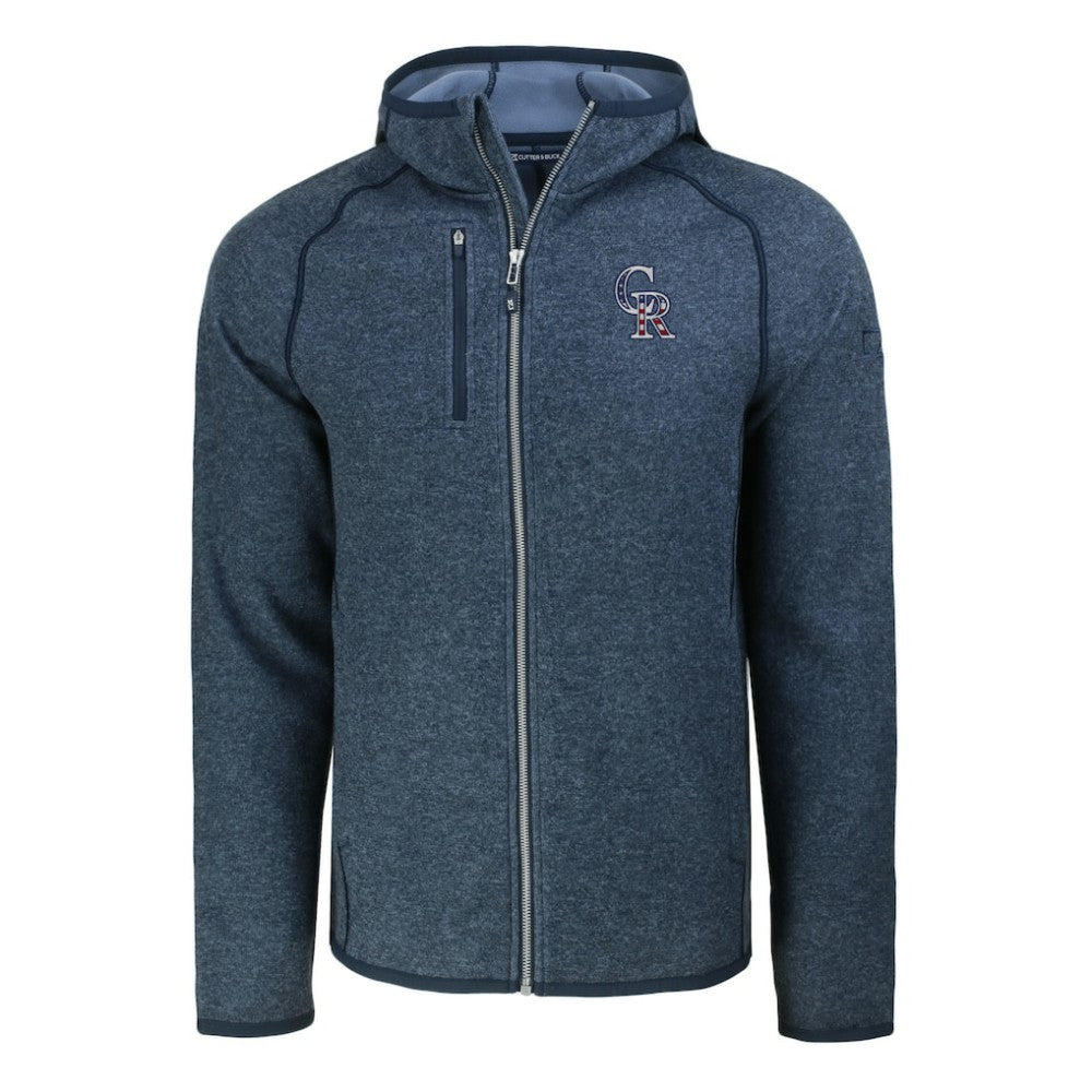 Colorado Rockies Cutter & Buck Stars & Stripes Mainsail Sweater-Knit Full-Zip Hoodie - Heather Navy