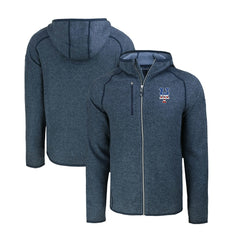 New York Mets Cutter & Buck Stars & Stripes Mainsail Sweater-Knit Full-Zip Hoodie - Heather Navy