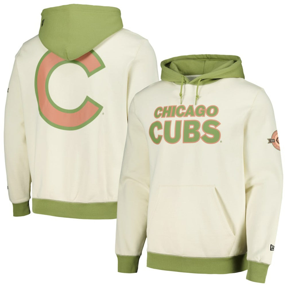 Chicago Cubs Color Pop Pullover Hoodie - Cream/Green | New Era