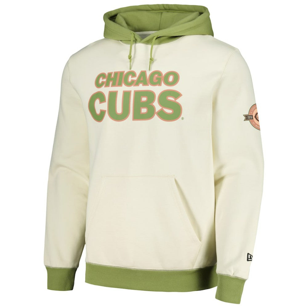 Chicago Cubs Color Pop Pullover Hoodie - Cream/Green | New Era