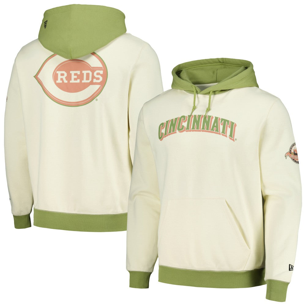 Cincinnati Reds Color Pop Pullover Hoodie - Cream/Green | New Era