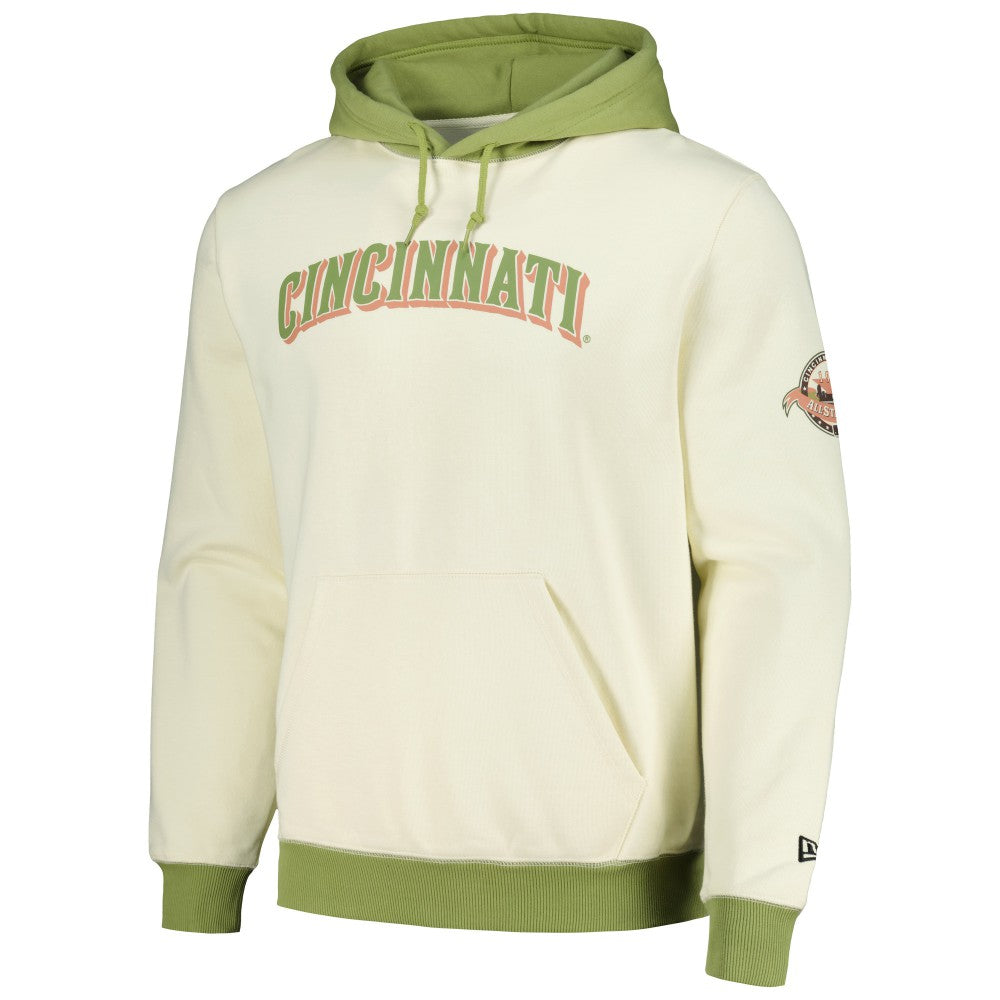 Cincinnati Reds Color Pop Pullover Hoodie - Cream/Green | New Era
