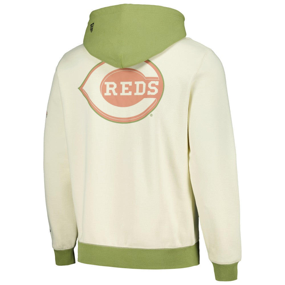Cincinnati Reds Color Pop Pullover Hoodie - Cream/Green | New Era