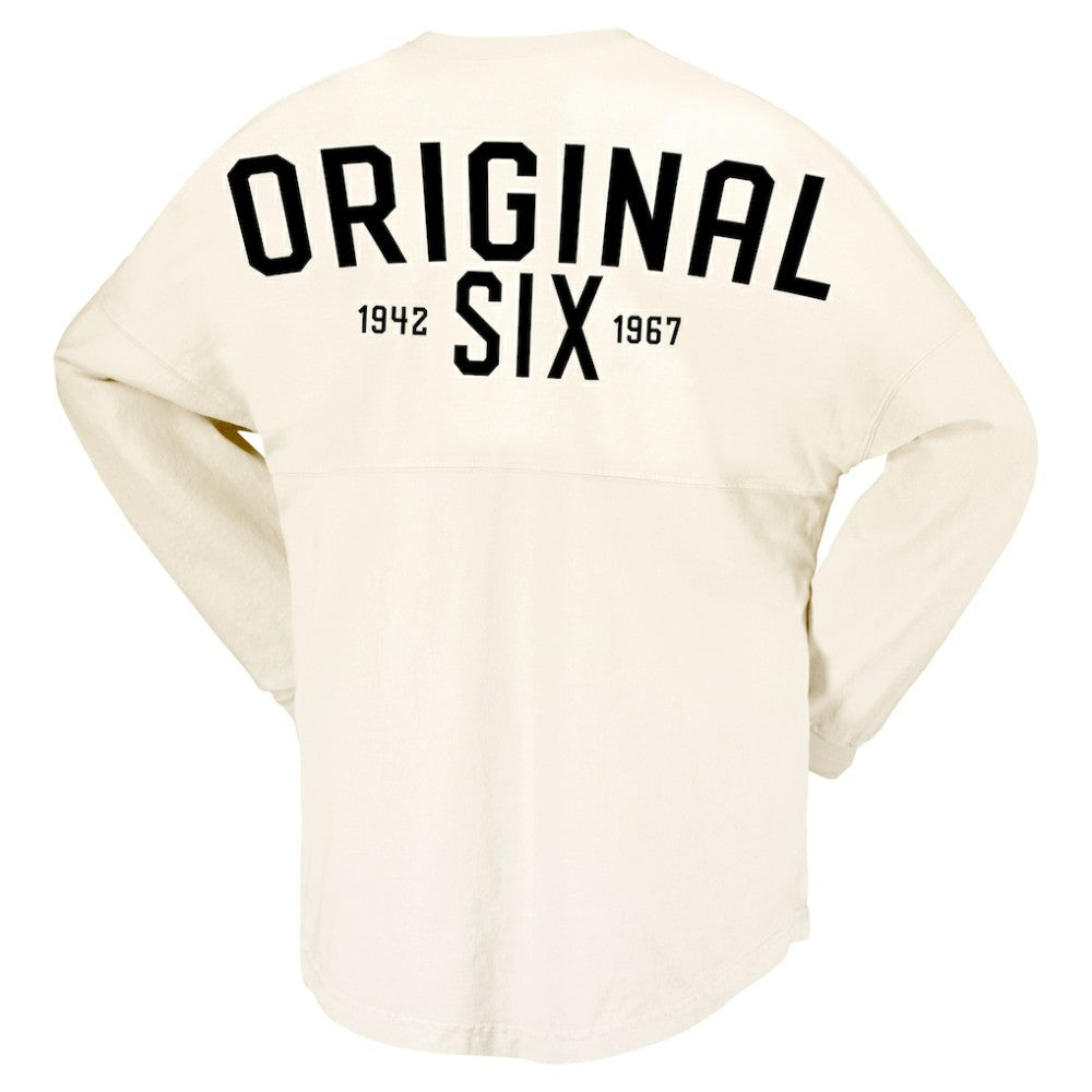 Montreal Canadiens Fanatics Women's Original Six Lace-Up Spirit Jersey Long Sleeve T-Shirt