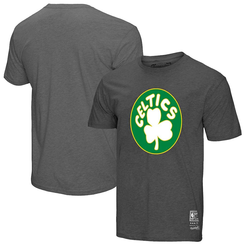 Boston Celtics Unisex Hardwood Classics MVP Throwback Logo T-Shirt - Heather Gray | Mitchell & Ness discount