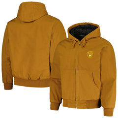 Milwaukee Brewers Dunbrooke Dakota Work Full-Zip Hoodie Jacket - Brown