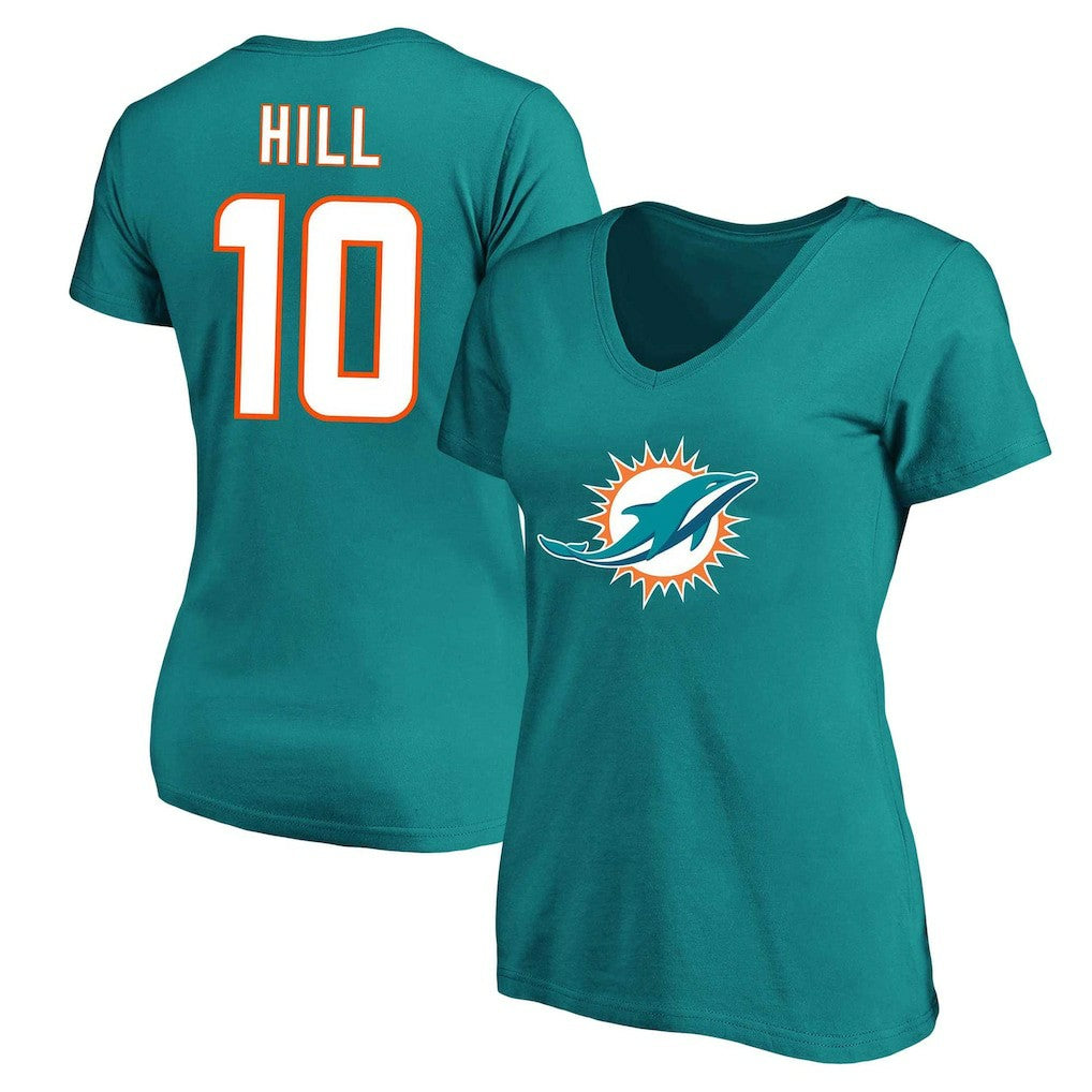 NFL Miami Dolphins Tyreek Hill  Women's Plus Size Fair Catch Name & Number Scoop Neck T-Shirt