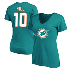 NFL Miami Dolphins Tyreek Hill  Women's Plus Size Fair Catch Name & Number Scoop Neck T-Shirt
