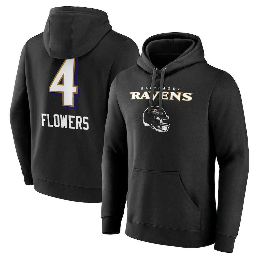 NFL Baltimore Ravens Zay Flowers  Team Wordmark Player Name & Number Pullover Hoodie