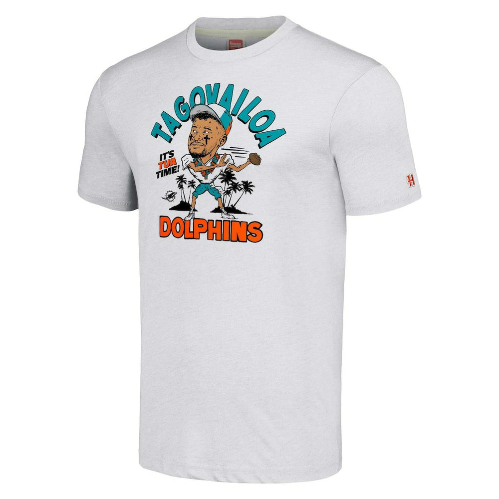 NFL Miami Dolphins Tua Tagovailoa  Homage Unisex Caricature Player Tri-Blend T-Shirt