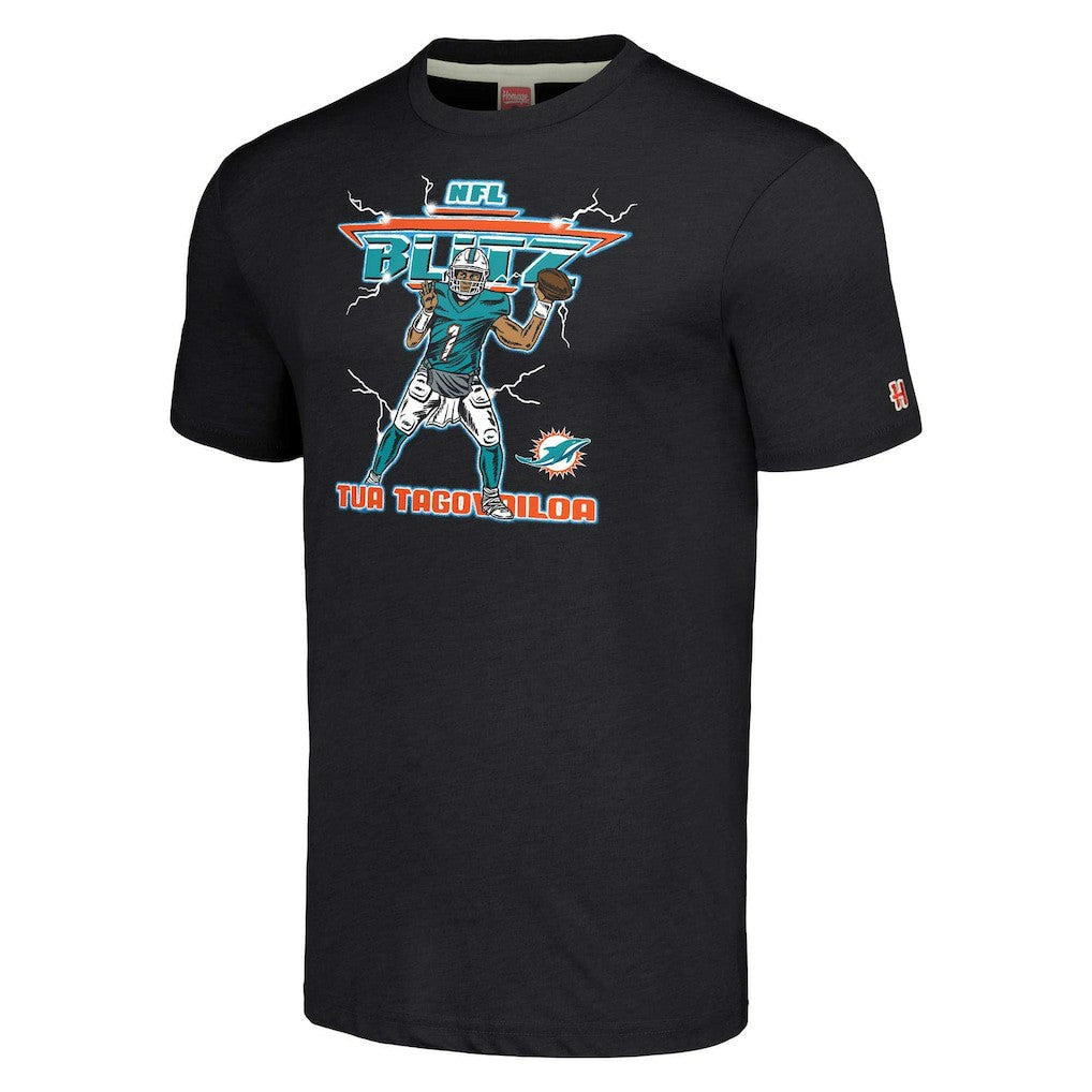 NFL Miami Dolphins Tua Tagovailoa  Homage Unisex NFL Blitz Player Tri-Blend T-Shirt