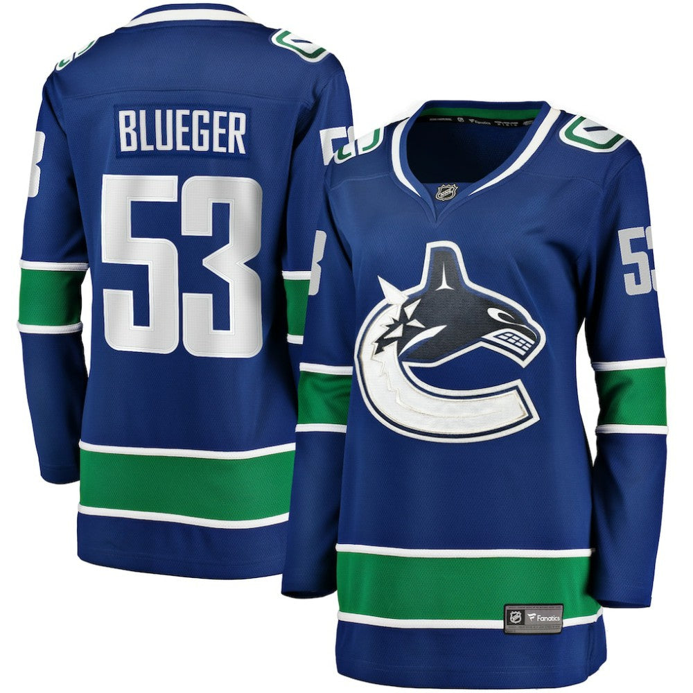 Teddy Blueger Vancouver Canucks Fanatics Women's Home Breakaway Player Jersey